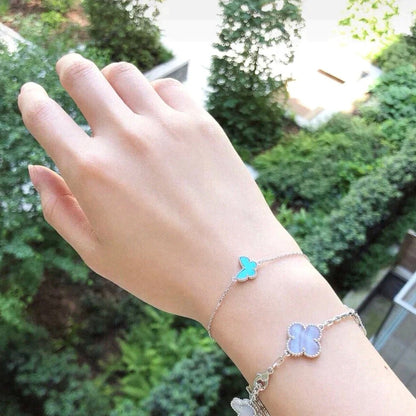 [⭐Shinejoy]バタフライ ターコイズ バタフライ ブレスレット シルバー