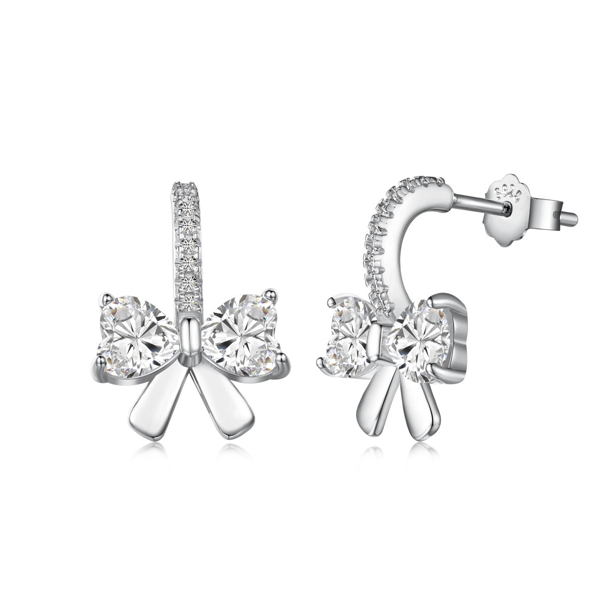 [Shinejoy Jewelry]ハート型リボンデザインの精巧なピアス
