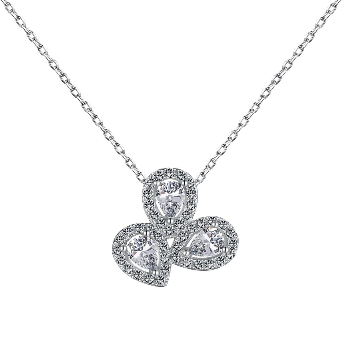 [Shinejoy Jewelry]エレガントなフラワーモチーフのペアシェイプネックレス