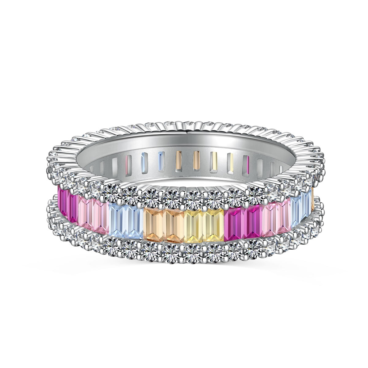 [Shinejoy Jewelry] 華奢なカレイドスコピック エメラルドカット デイリーリング