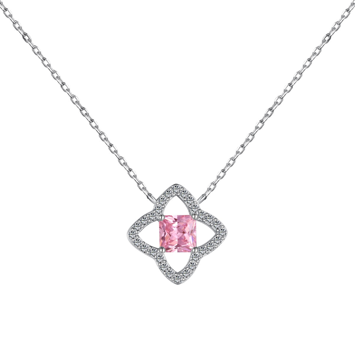 [Shinejoy Jewelry] 絶妙なフラワーモチーフ プリンセスカットネックレス