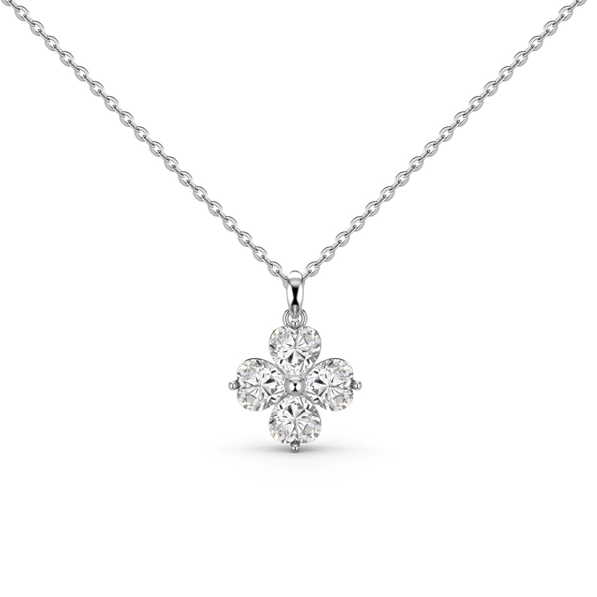 [Shinejoy Jewelry]ハート型四つ葉のクローバービーズネックレス