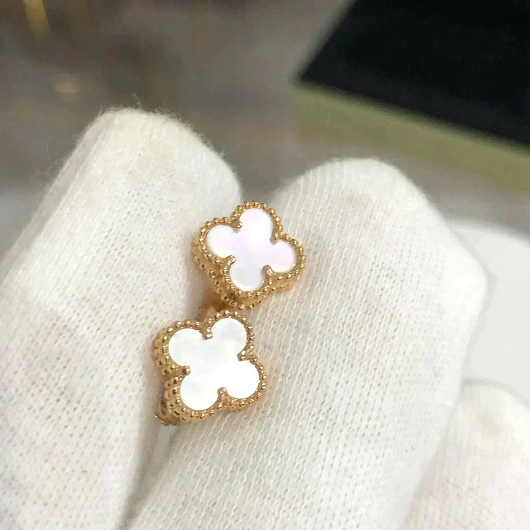 [⭐Shinejoy]CLOVER MINI 9.5MM WHITE MOP EARRINGS