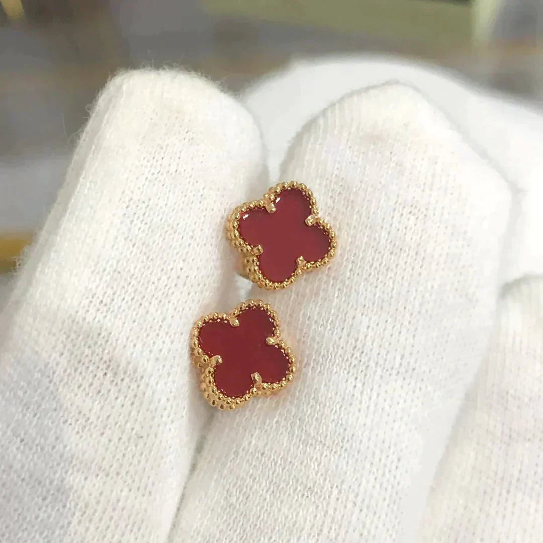 [⭐Shinejoy]CLOVER MINI 9.5MM CARNELIAN EARRINGS