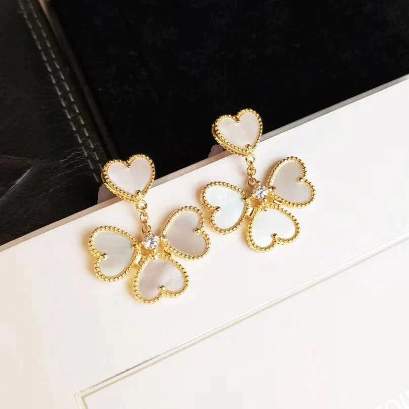 [⭐Shinejoy]CLOVER SWEET WHITE MOP EARRINGS