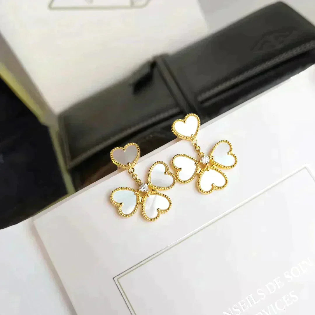 [⭐Shinejoy]CLOVER SWEET WHITE MOP EARRINGS