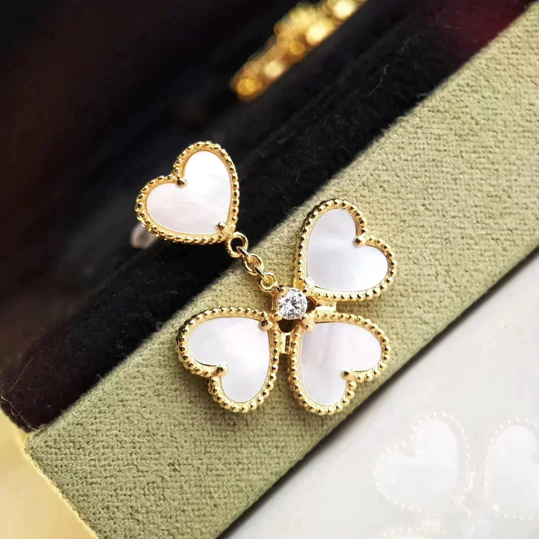 [⭐Shinejoy]CLOVER SWEET WHITE MOP EARRINGS