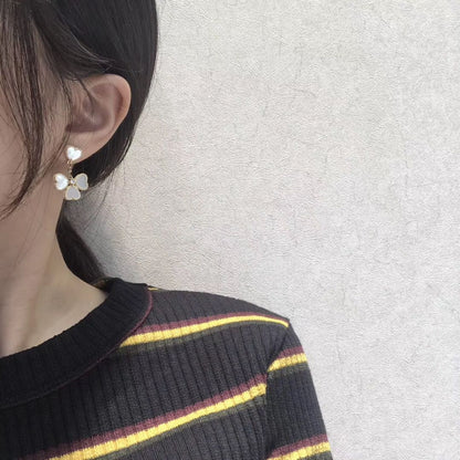 [⭐Shinejoy]CLOVER SWEET WHITE MOP EARRINGS