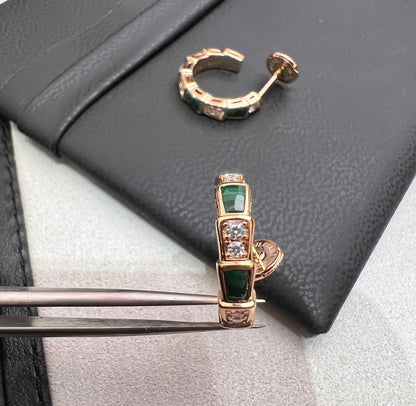 [⭐Shinejoy]SERPENTI MALACHITE PINK GOLD EARRINGS
