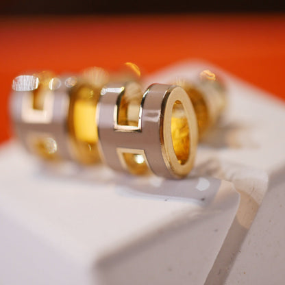 [⭐Shinejoy]MINI POP H GOLD EARRINGS GREY
