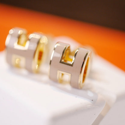 [⭐Shinejoy]MINI POP H GOLD EARRINGS GREY
