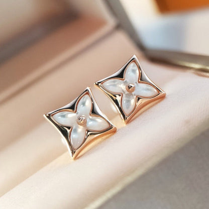 [⭐Shinejoy]スターMOPピンクゴールドピアス