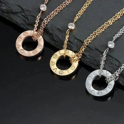 [⭐Shinejoy]LOVE NECKLACE 16MM 2 DIAMONDS