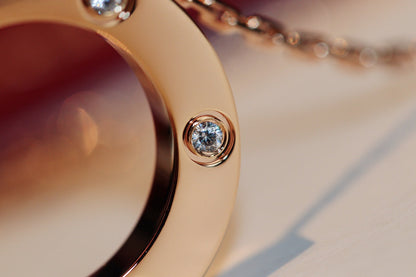 [⭐Shinejoy]LOVE ネックレス 16MM 6ダイヤモンド ピンクゴールド