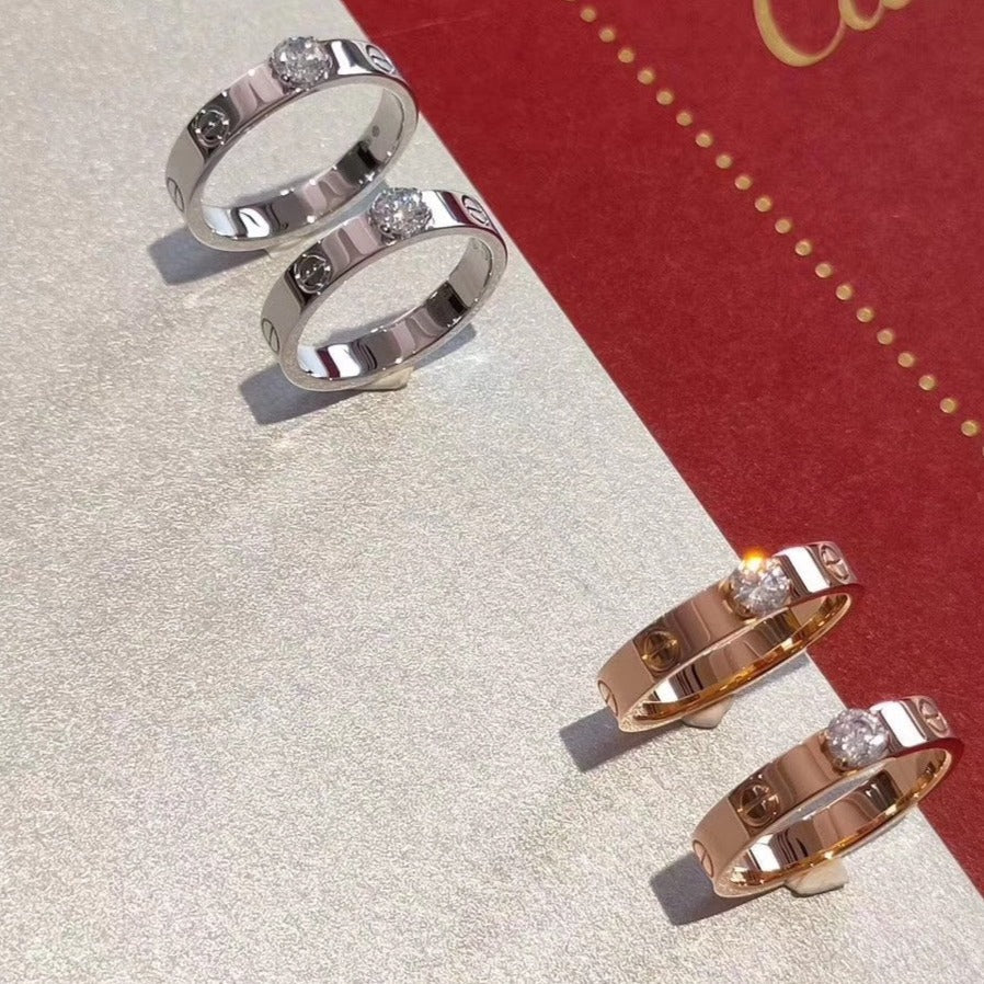 [⭐Shinejoy]LOVE リング 3.6MM 1粒ダイヤモンド