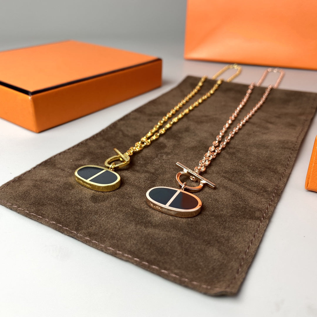 [⭐Shinejoy]CHAINE VERSO BLACK CERAMIC NECKLACE