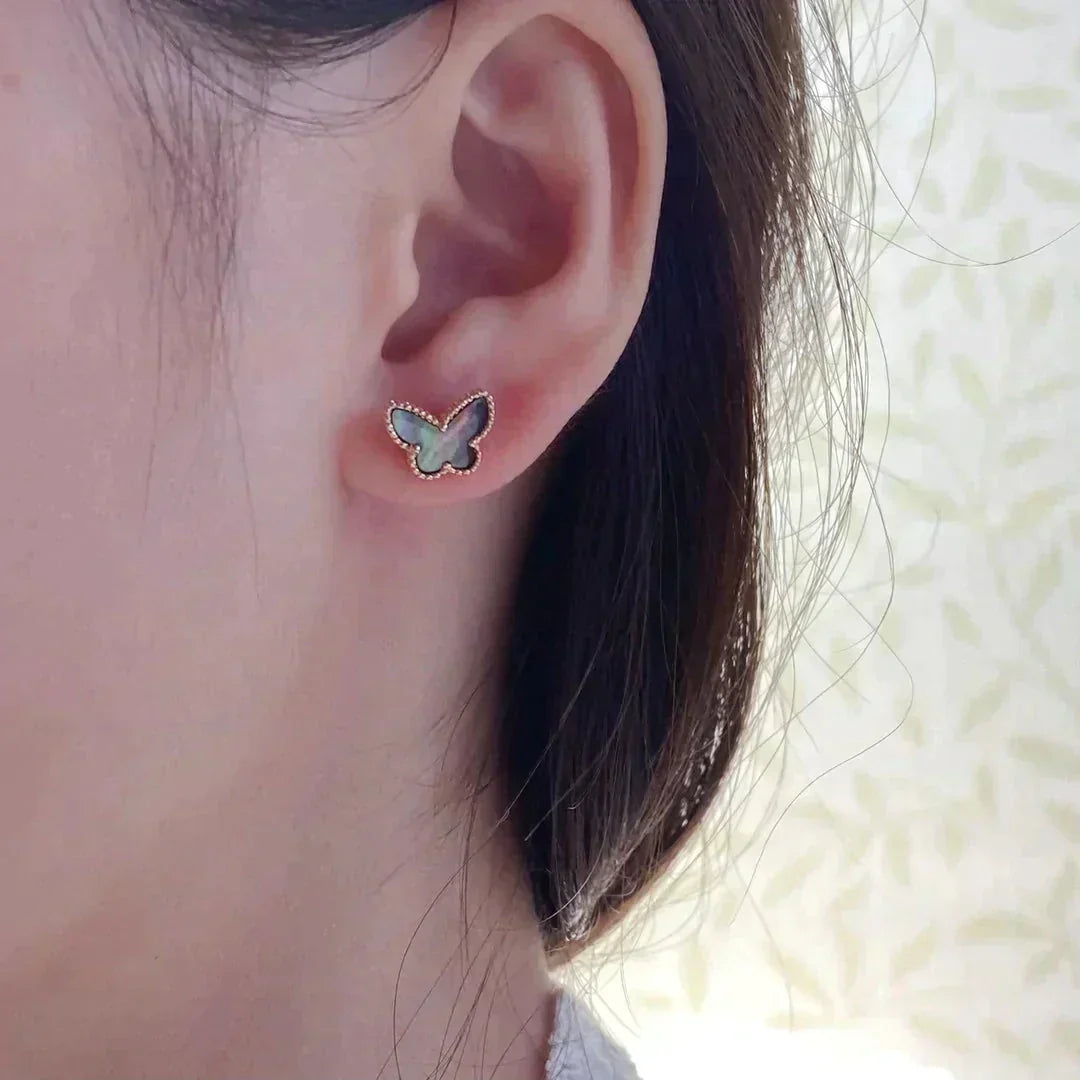 [⭐Shinejoy]バタフライ ダーク マザーオブパール ピアス
