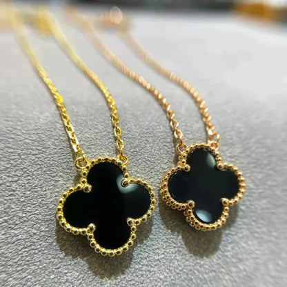 [⭐Shinejoy]CLOVER 15MM BLACK ONYX SINGLE FLOWER NECKLACE