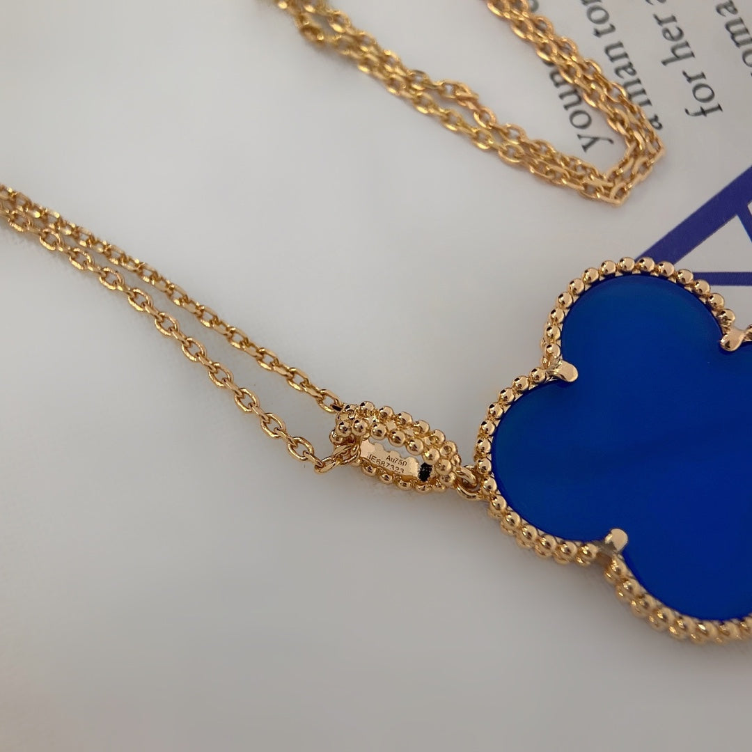 [⭐Shinejoy]CLOVER 25MM ネックレス ターコイズ ローズゴールド