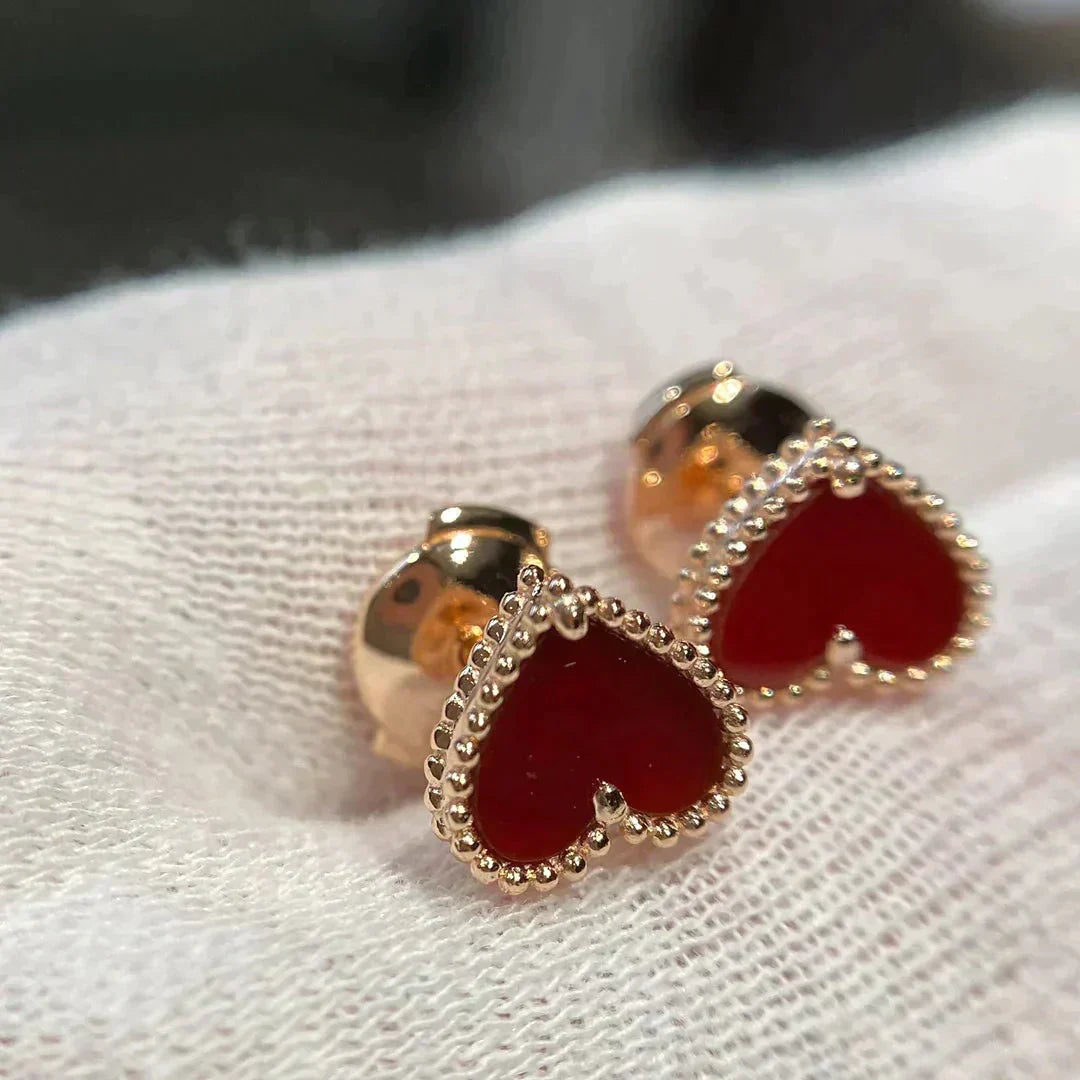 [⭐Shinejoy]ハートカーネリアン スタッドピアス