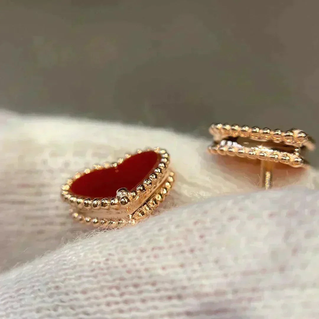 [⭐Shinejoy]ハートカーネリアン スタッドピアス