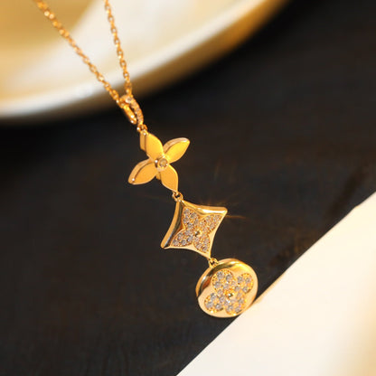 [⭐Shinejoy]STAR AND SUN DIAMOND PINK GOLD NECKLACE