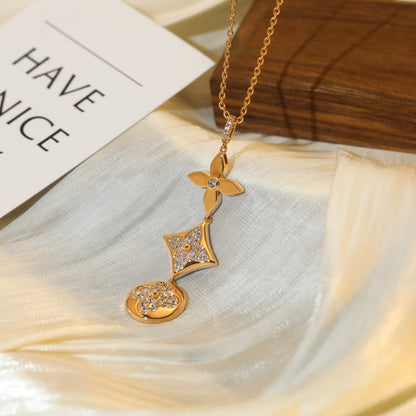 [⭐Shinejoy]STAR AND SUN DIAMOND PINK GOLD NECKLACE
