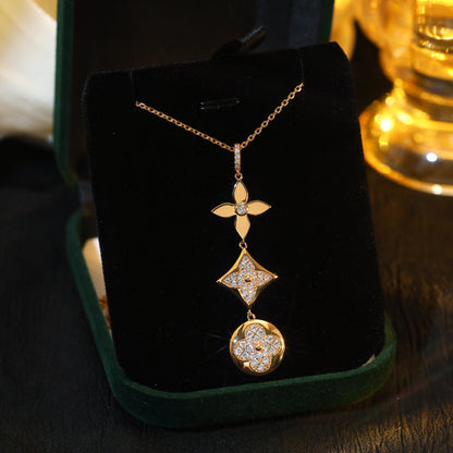 [⭐Shinejoy]STAR AND SUN DIAMOND PINK GOLD NECKLACE