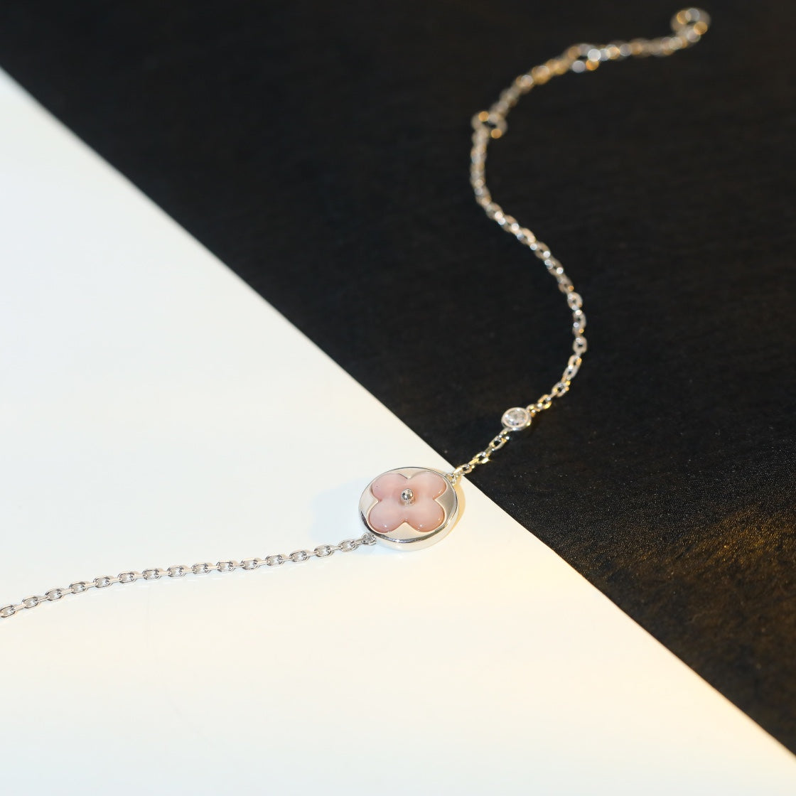 [⭐Shinejoy]SUN MOTIF PINK MOP SILVER BRACELET