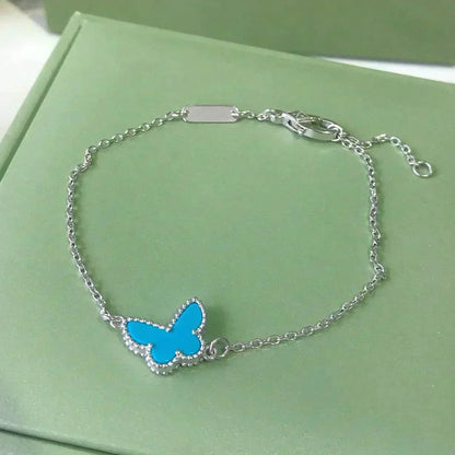 [⭐Shinejoy]バタフライ ターコイズ バタフライ ブレスレット シルバー
