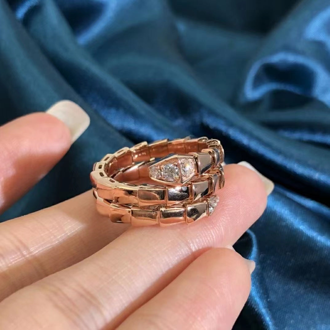 [⭐Shinejoy]サーペント ダブルロウ ダイヤモンドリング