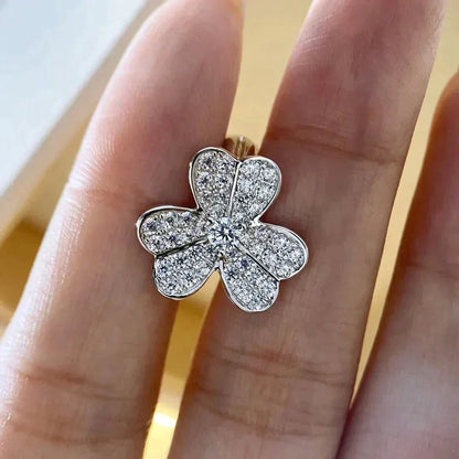 [⭐Shinejoy]クローバーコスモス ダイヤモンドピアス シルバー