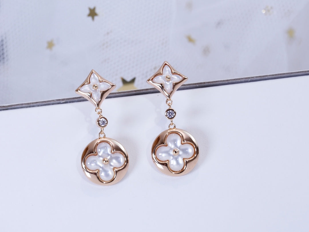 [⭐Shinejoy]STAR AND SUN PINK GOLD MOP DROP EARRINGS