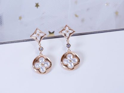 [⭐Shinejoy]STAR AND SUN PINK GOLD MOP DROP EARRINGS