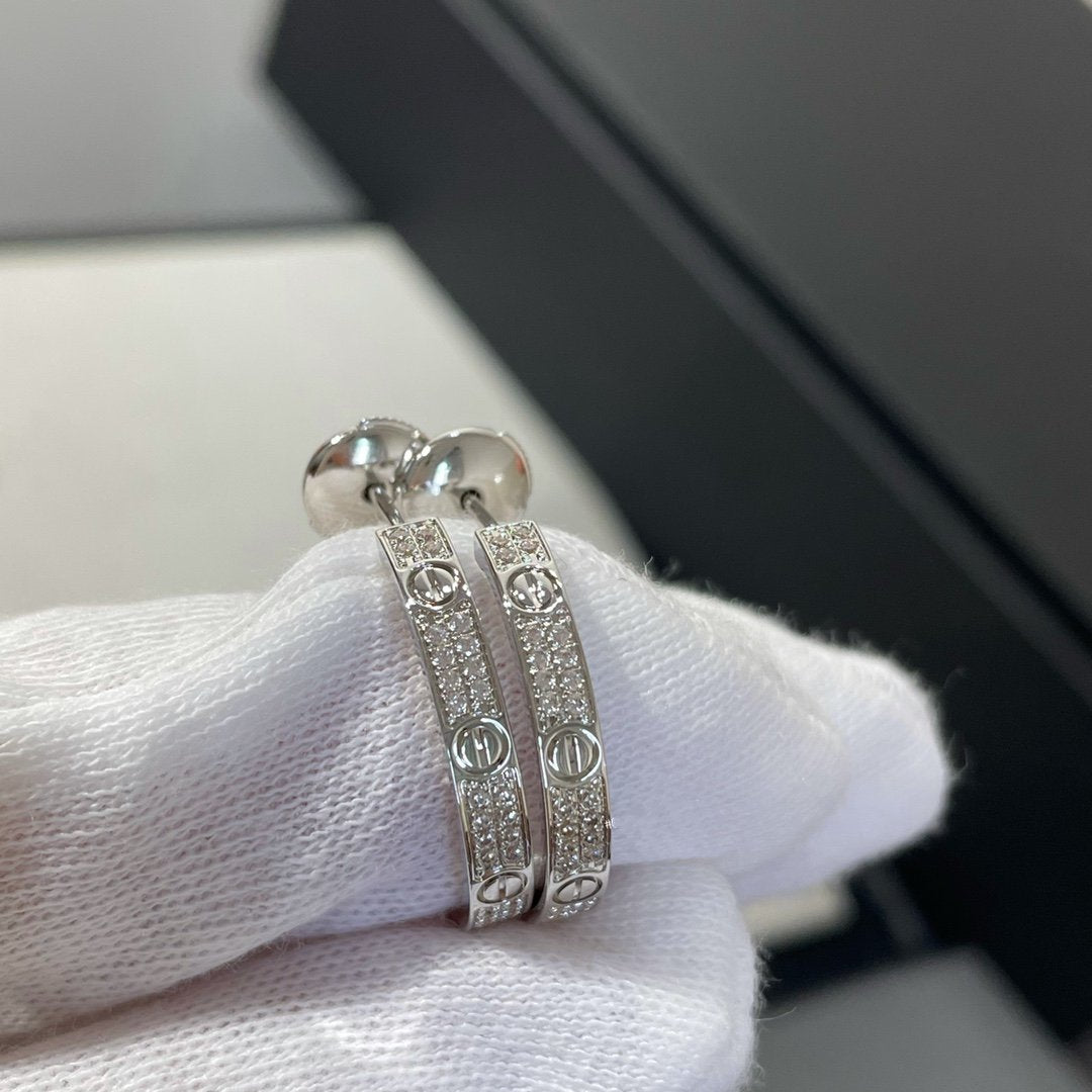 [⭐Shinejoy]LOVE ダイヤモンド シルバー フープピアス