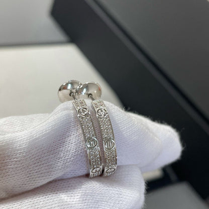 [⭐Shinejoy]LOVE ダイヤモンド シルバー フープピアス