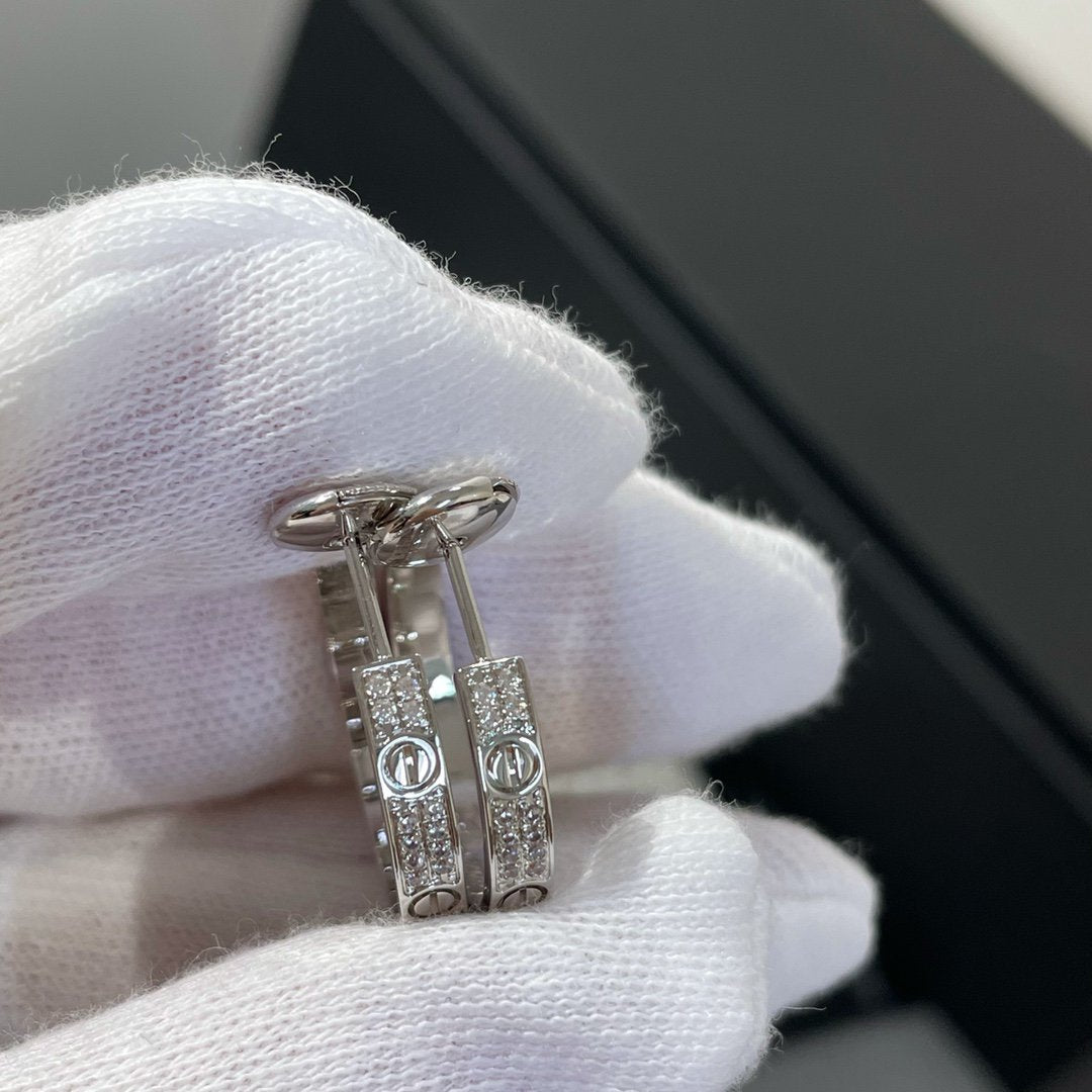 [⭐Shinejoy]LOVE ダイヤモンド シルバー フープピアス