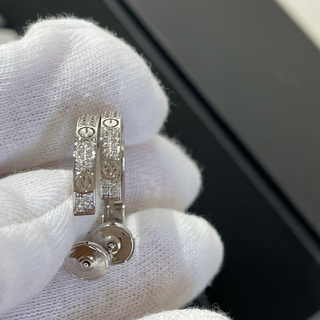 [⭐Shinejoy]LOVE ダイヤモンド シルバー フープピアス