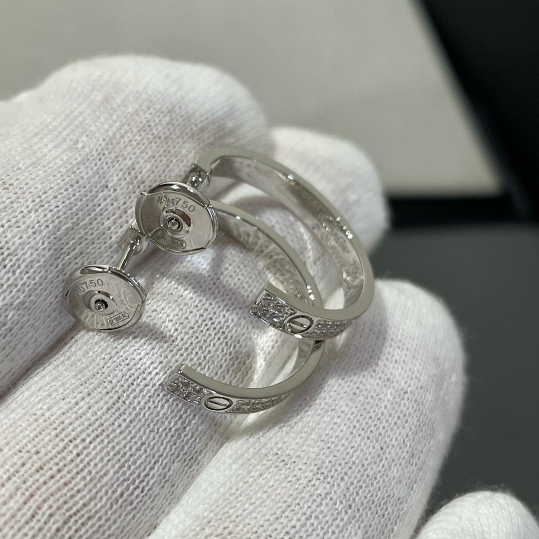 [⭐Shinejoy]LOVE ダイヤモンド シルバー フープピアス
