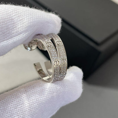 [⭐Shinejoy]LOVE ダイヤモンド シルバー フープピアス