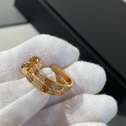 [⭐Shinejoy]LOVE ダイヤモンド ピンクゴールド フープピアス