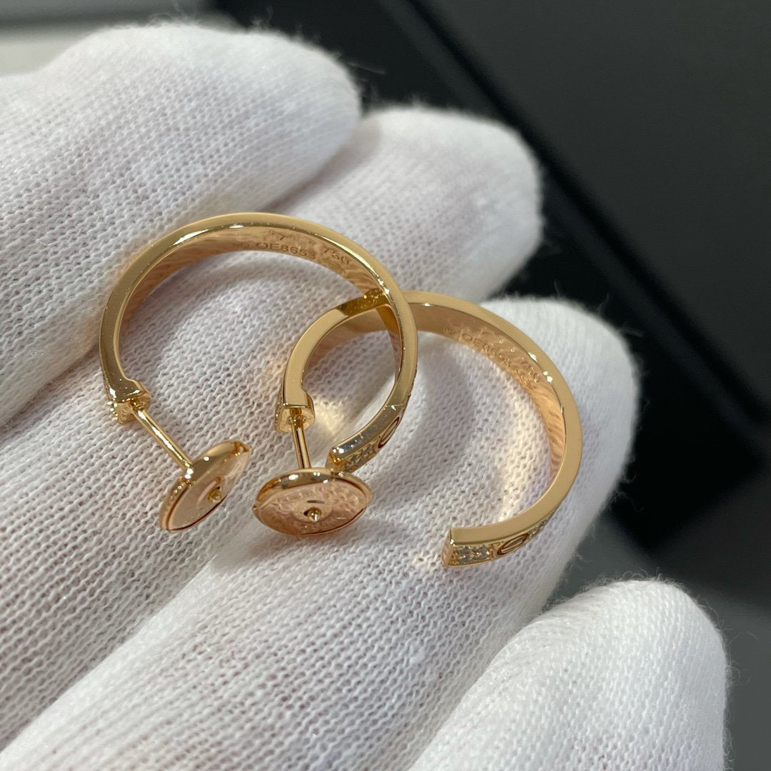 [⭐Shinejoy]LOVE ダイヤモンド ピンクゴールド フープピアス
