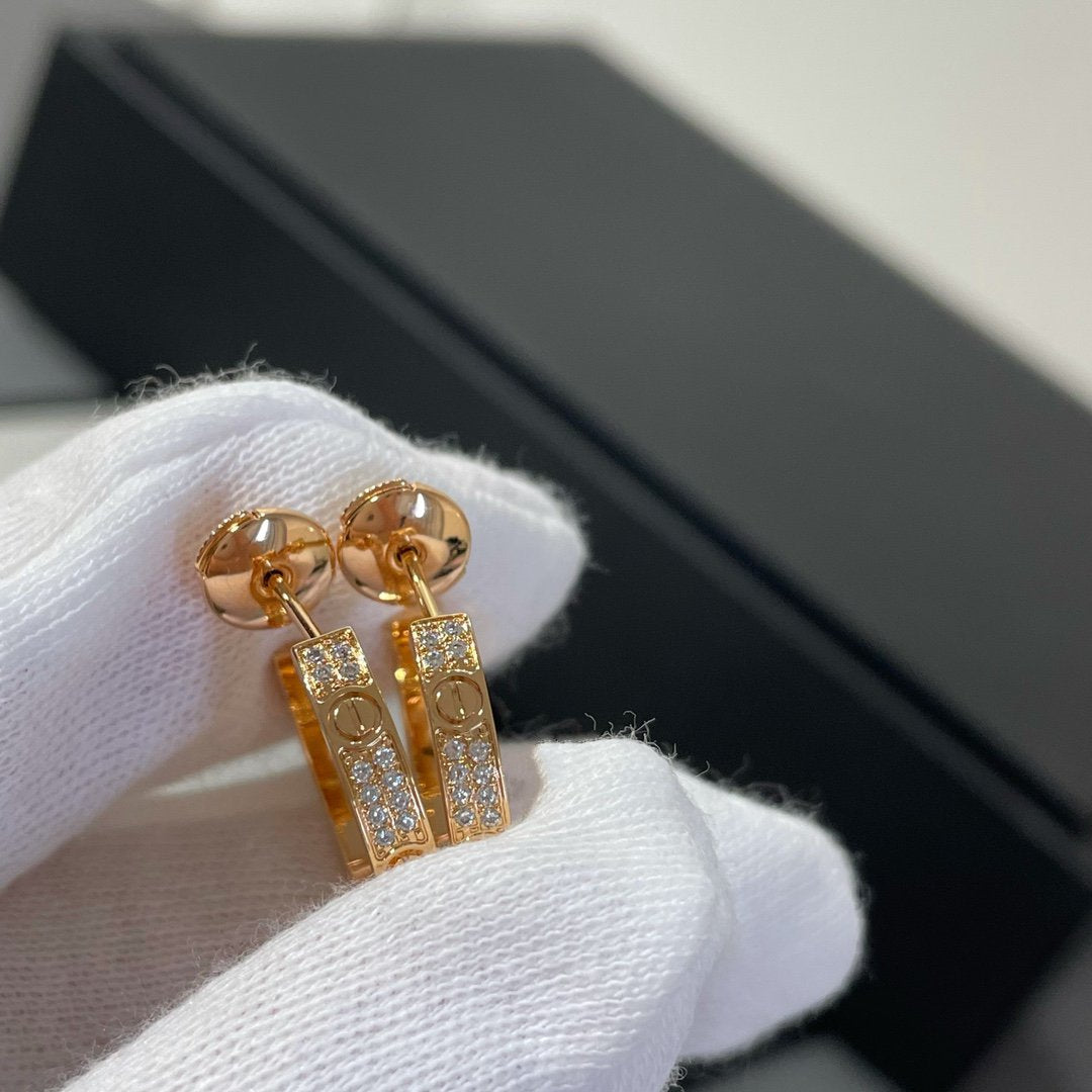 [⭐Shinejoy]LOVE ダイヤモンド ピンクゴールド フープピアス