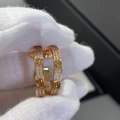 [⭐Shinejoy]LOVE ダイヤモンド ピンクゴールド フープピアス
