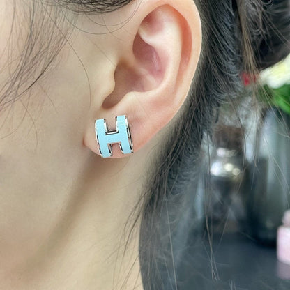 [⭐Shinejoy]POP H スカイブルー スタッドピアス