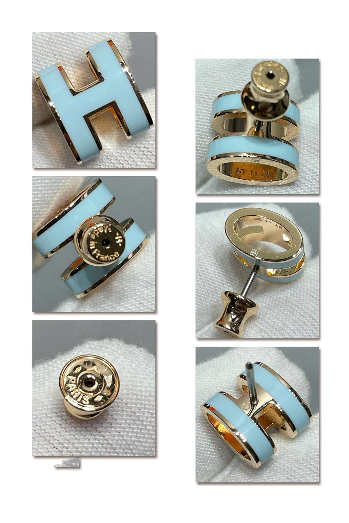 [⭐Shinejoy]POP H スカイブルー スタッドピアス