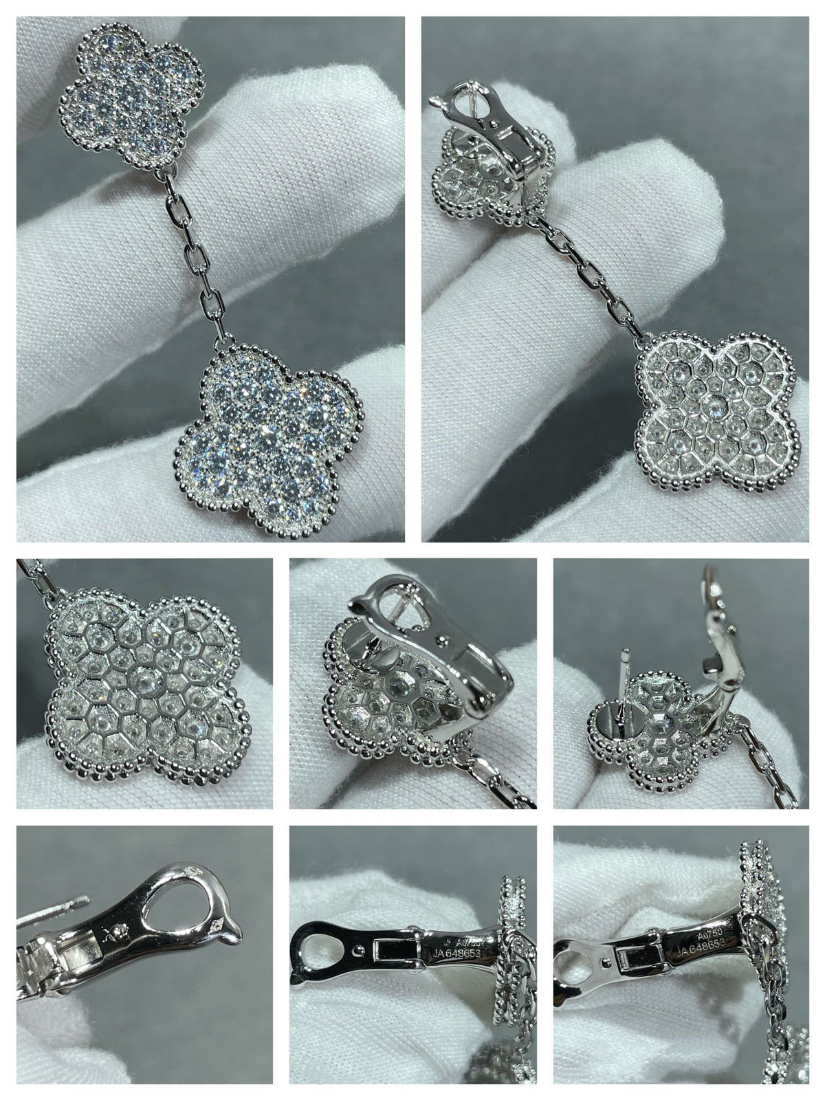 [⭐Shinejoy]CLOVER 2モチーフ ダイヤモンドパヴェ シルバーピアス