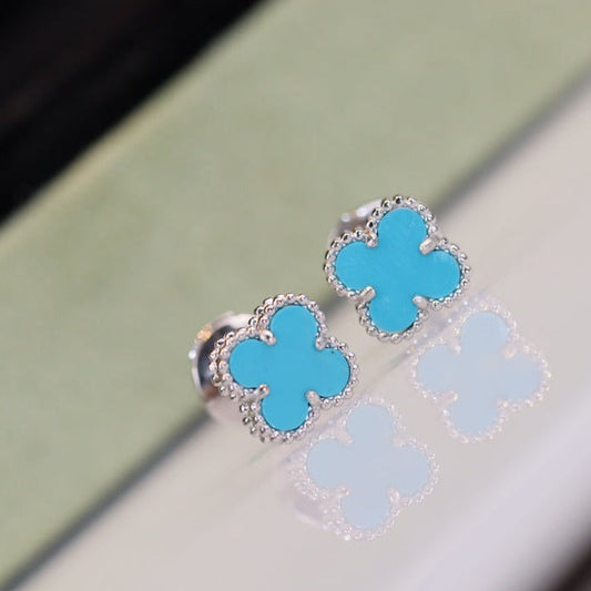 [⭐Shinejoy]クローバーミニターコイズシルバーピアス