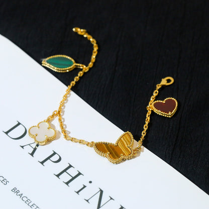 [⭐Shinejoy]ラッキースプリング 5モチーフ ゴールドブレスレット