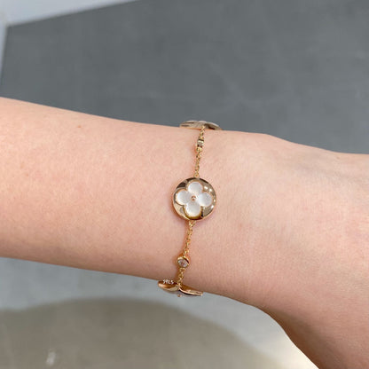 [⭐Shinejoy]STAR AND SUN 4 MOTIF WHITE MOP PINK GOLD BRACELET